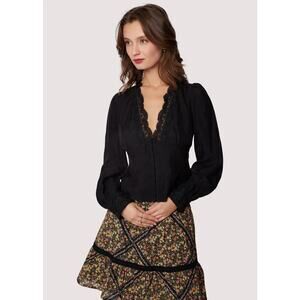 Lost + Wander Lauretta Lace Trim V-Neck Boho Top NWT | Small